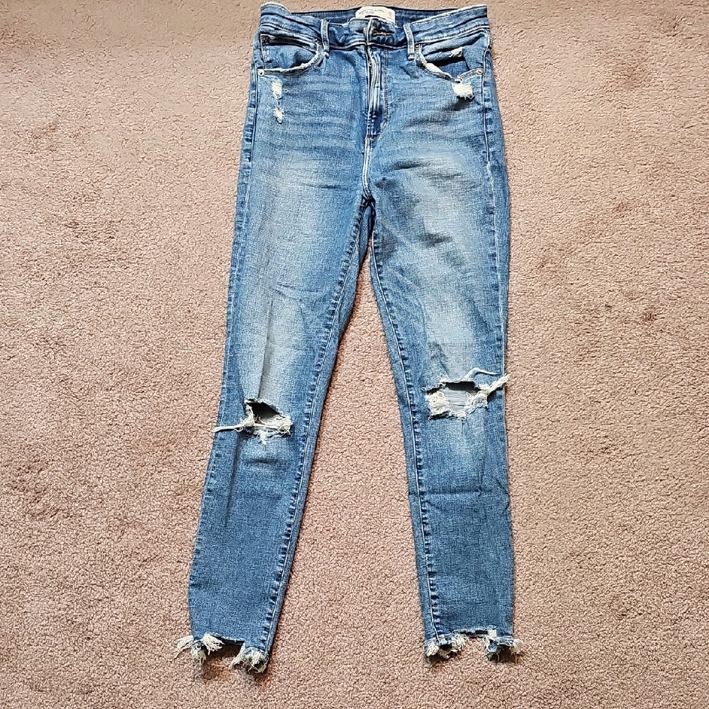Abercrombie & Fitch Light Blue Distressed Skinny Jeans